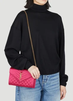 Men Saint Laurent Wallets & Cardholders^Matelasse Envelope Chain Wallet