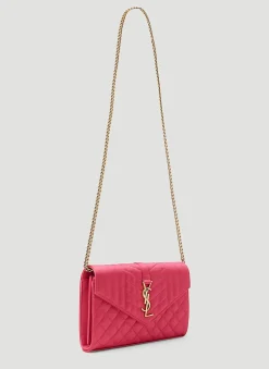 Men Saint Laurent Wallets & Cardholders^Matelasse Envelope Chain Wallet