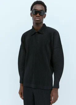 Men Homme Plissé Issey Miyake Knitwear^Mc August Pleated Knit Polo Shirt