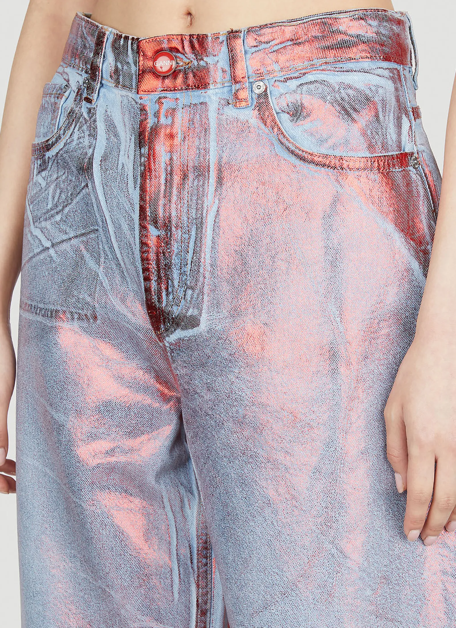 Metallic Foil Jeans>GANNI Outlet
