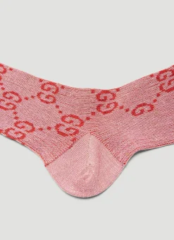 Men Gucci Socks^Metallic Interlocking G Motif Calf Socks