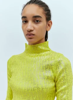 Metallic Logo Print Sweater></noscript>Diesel