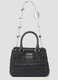 Miu Crystal Leather Handbag>Miu Miu Sale