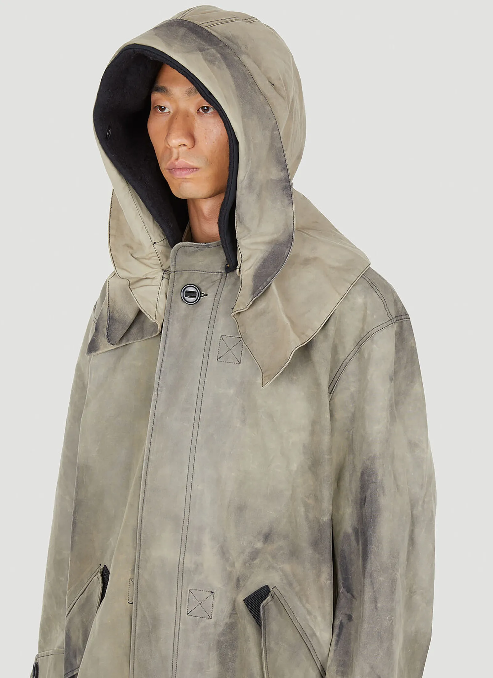 Men Applied Art Forms Coats^Modular Parka Coat