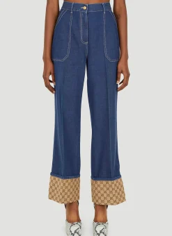 Monogram Cuff Jeans>Gucci