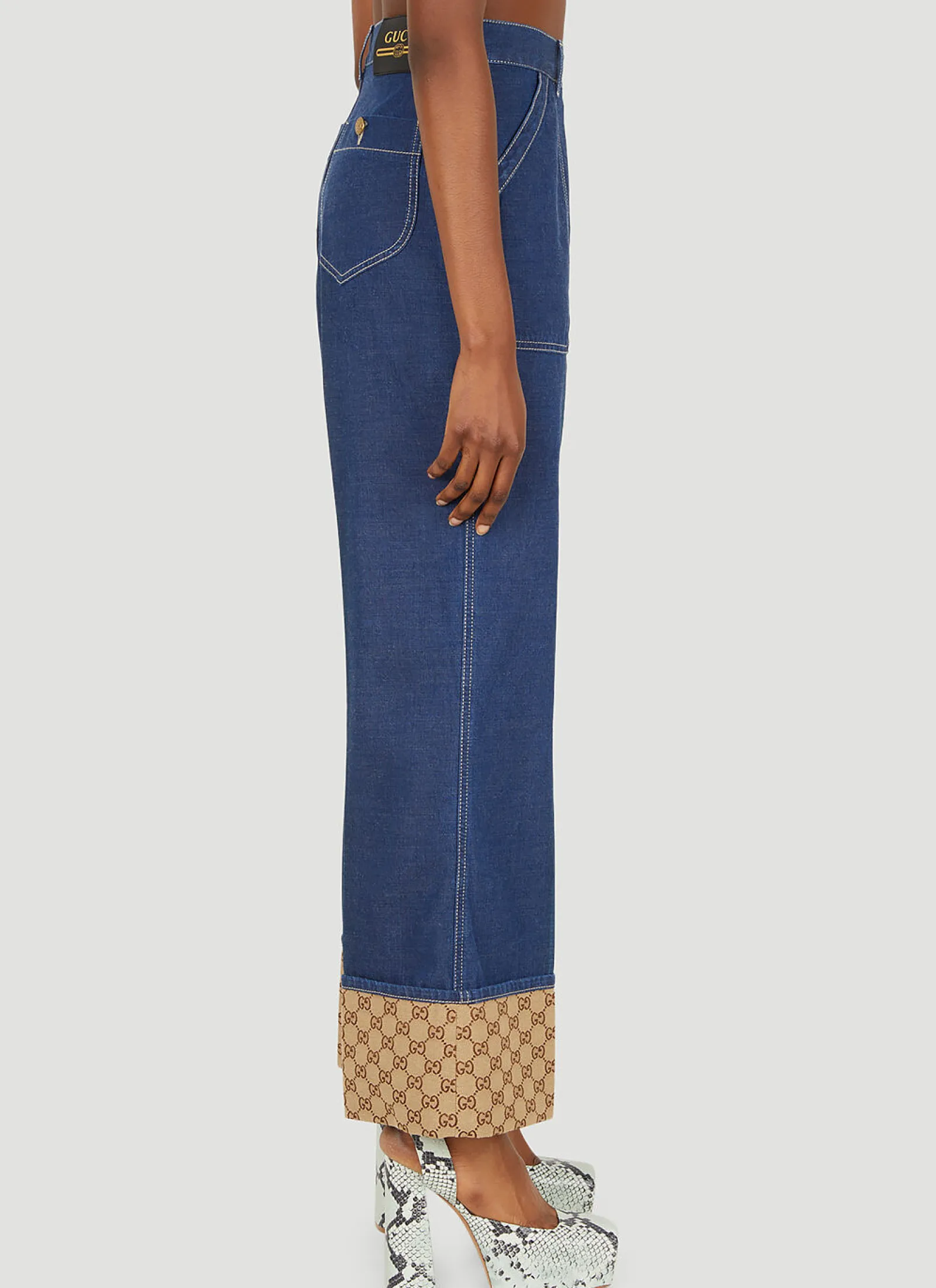 Monogram Cuff Jeans>Gucci