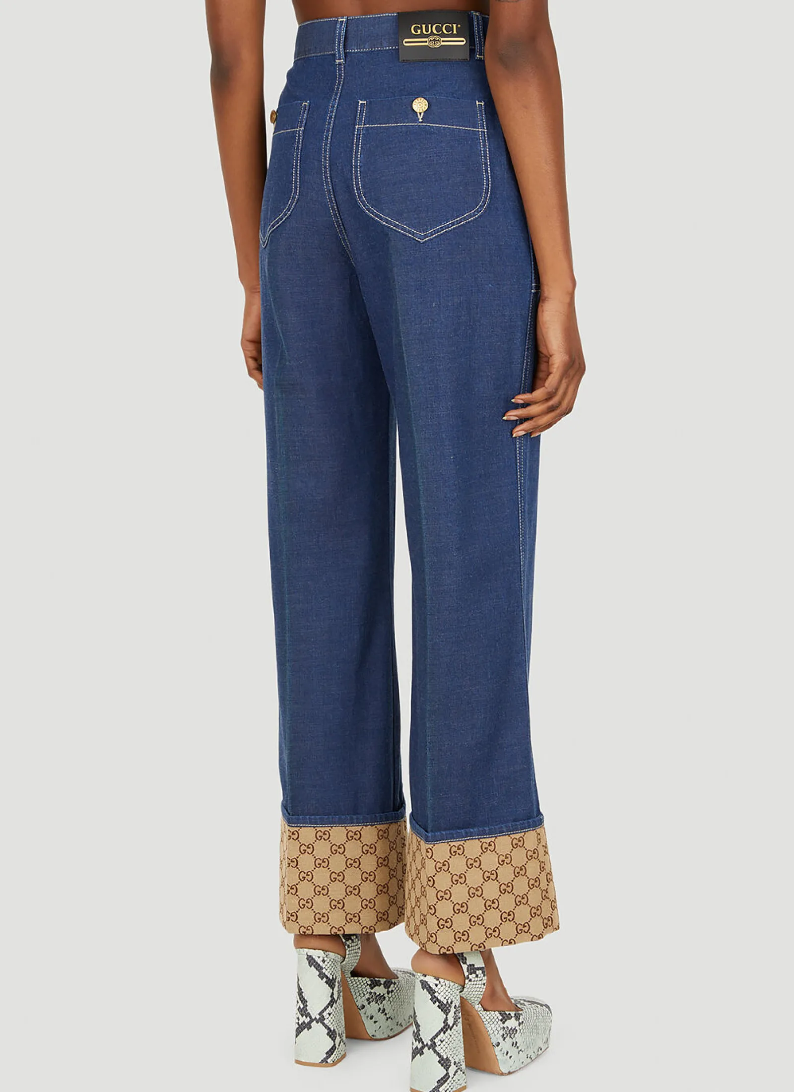Monogram Cuff Jeans>Gucci
