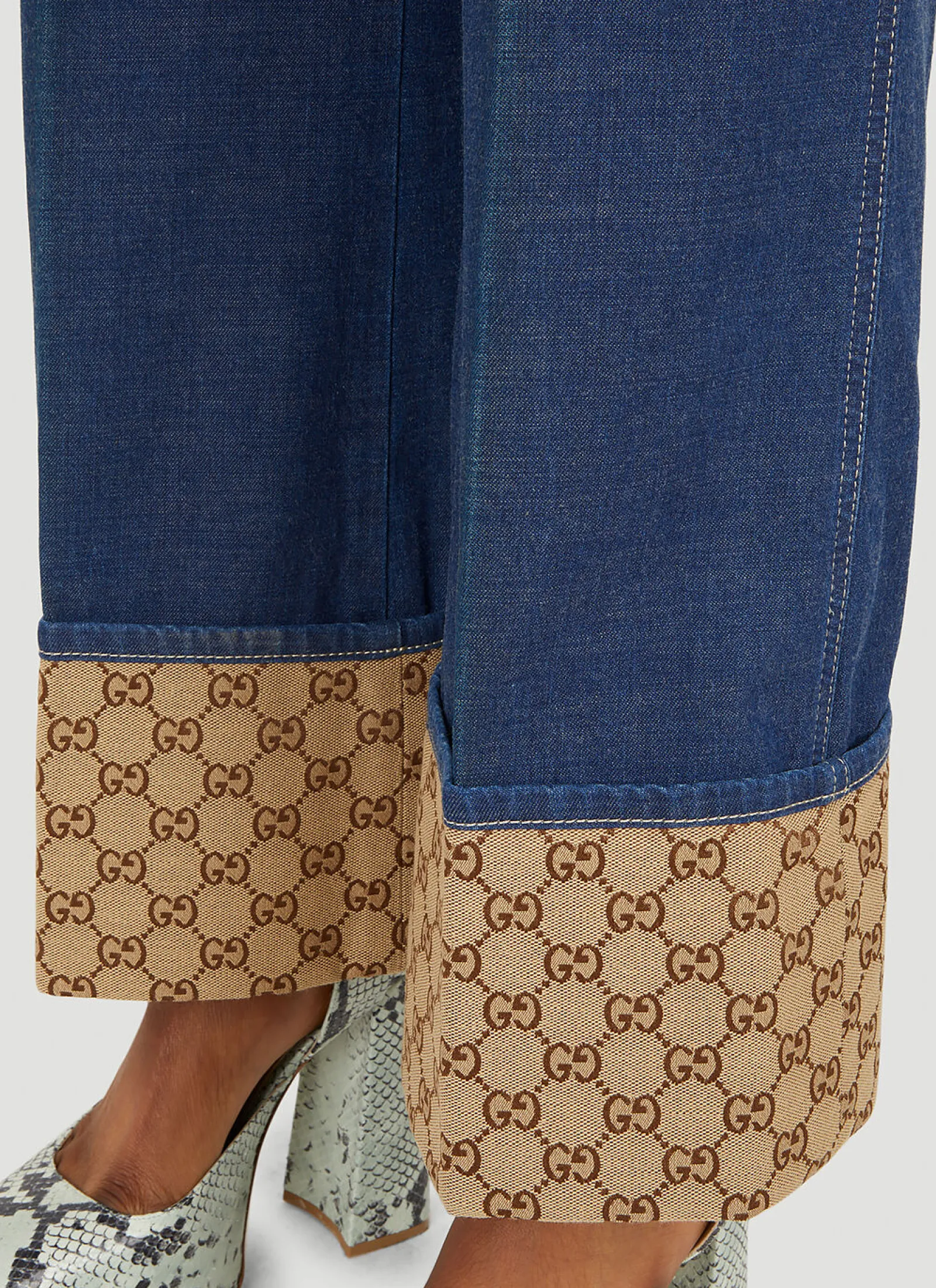Monogram Cuff Jeans>Gucci