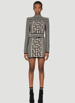 Monogram Knit Mini Dress>Balmain Clearance