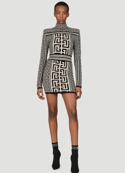 Monogram Knit Mini Dress>Balmain Clearance