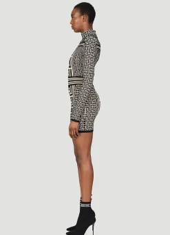 Monogram Knit Mini Dress></noscript>Balmain Clearance