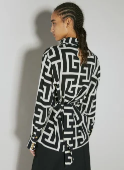 Monogram Printed Belted Shirt></noscript>Balmain Sale