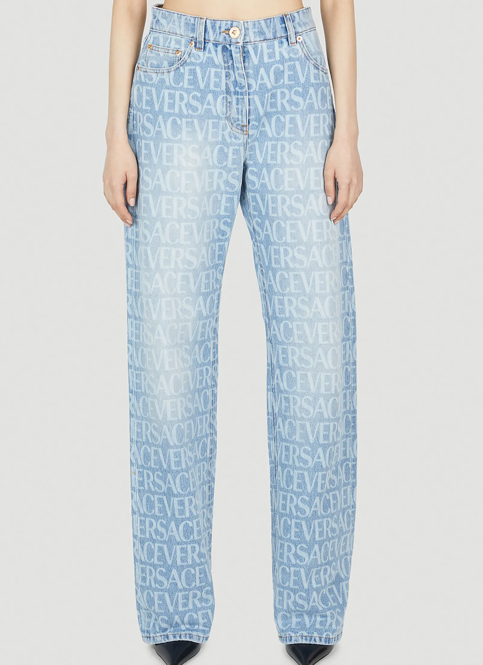 Monogram Straight-Leg Jeans>Versace Hot
