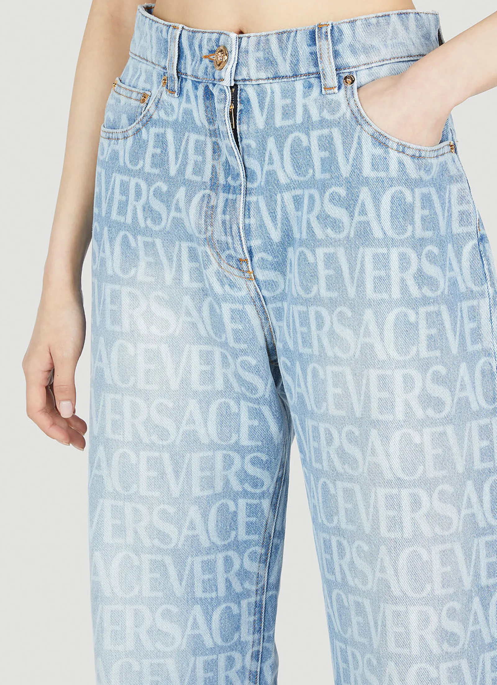 Monogram Straight-Leg Jeans>Versace Hot