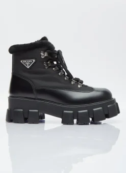 Monolith Leather Boots>Prada Sale