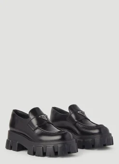 Monolith Platform Leather Loafers>Prada Outlet