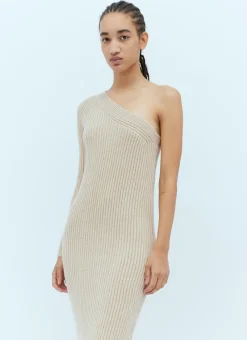 One-Sleeve Rib Maxi Dress><noscript><img width=