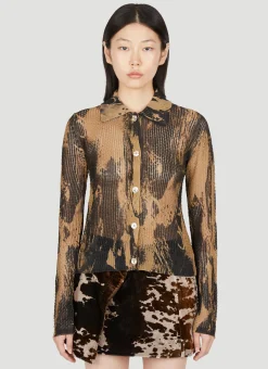 Open-Knit Distressed Print Cardigan>Acne Studios Clearance