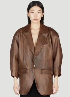 Oversized Leather Blazer>Saint Laurent Sale