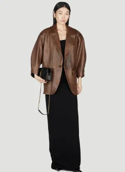 Oversized Leather Blazer>Saint Laurent Sale