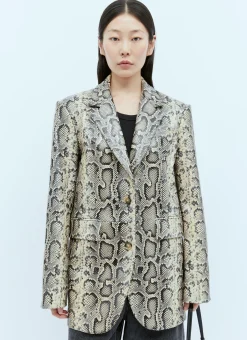 Oversized Python-Print Leather Blazer>Sportmax Sale