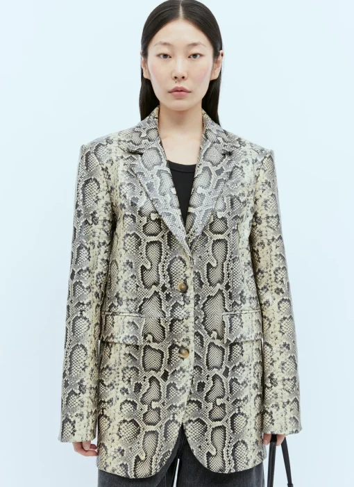 Oversized Python-Print Leather Blazer>Sportmax Sale