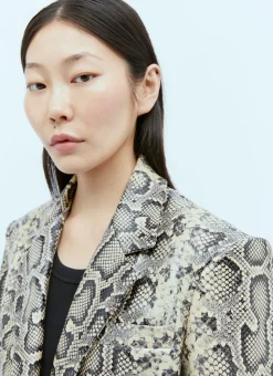 Oversized Python-Print Leather Blazer>Sportmax Sale