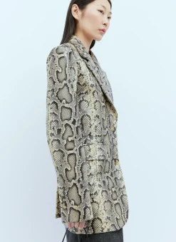 Oversized Python-Print Leather Blazer></noscript>Sportmax Sale