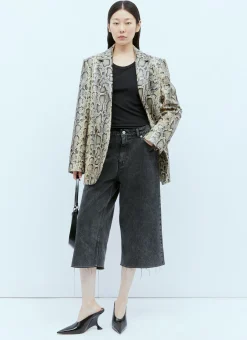 Oversized Python-Print Leather Blazer></noscript>Sportmax Sale