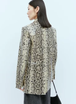 Oversized Python-Print Leather Blazer></noscript>Sportmax Sale