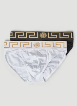 Men Versace Underwear^Pack Of Two Greca Border Briefs