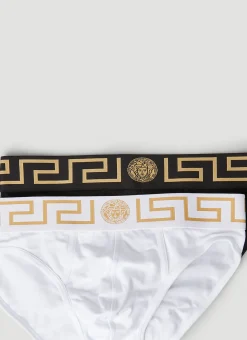 Men Versace Underwear^Pack Of Two Greca Border Briefs