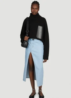 Padlock Strap Long Slit Denim Skirt>JW Anderson New