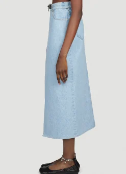 Padlock Strap Long Slit Denim Skirt></noscript>JW Anderson New