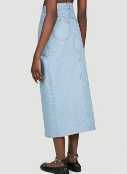 Padlock Strap Long Slit Denim Skirt></noscript>JW Anderson New