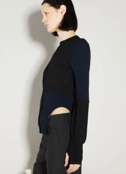 Panel Knit Sweater><noscript><img width=
