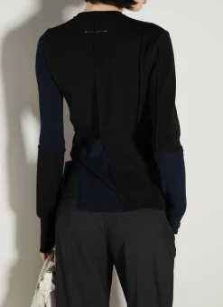 Panel Knit Sweater><noscript><img width=