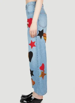 Patchwork Cropped Jeans><noscript><img width=