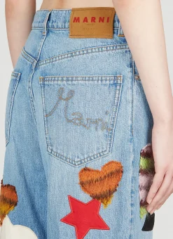 Patchwork Cropped Jeans><noscript><img width=