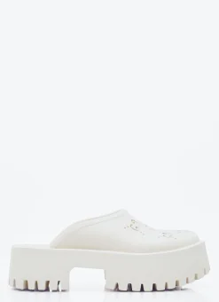 Perforated G Platform Slipper Shoes>Gucci