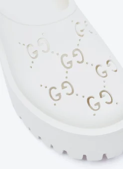 Perforated G Platform Slipper Shoes>Gucci