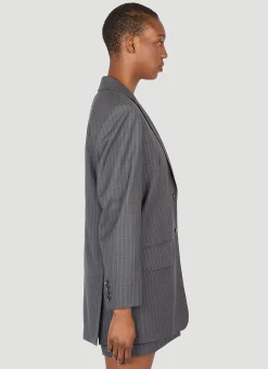 Pinstriped Wool Blazer><noscript><img width=