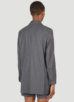 Pinstriped Wool Blazer><noscript><img width=