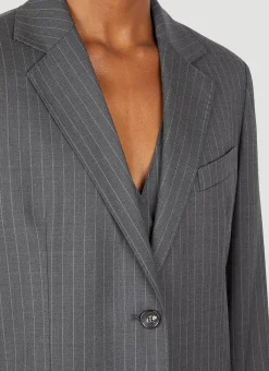 Pinstriped Wool Blazer><noscript><img width=