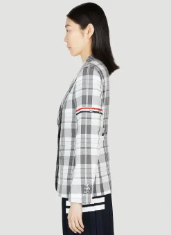 Plaid Single Breasted Blazer><noscript><img width=