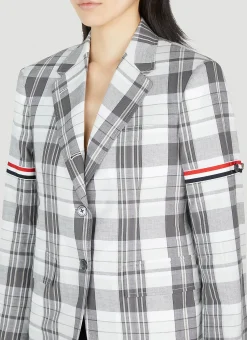 Plaid Single Breasted Blazer><noscript><img width=