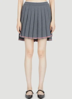 Pleated Wool-Knit Mini Skirt>Thom Browne New