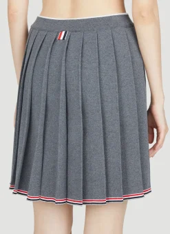 Pleated Wool-Knit Mini Skirt><noscript><img width=