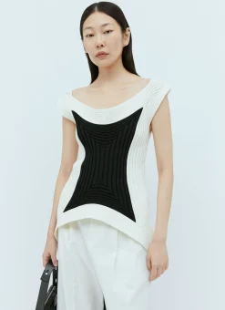 Pointed Contrast Ribbed Top></noscript>Issey Miyake Hot