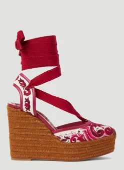 Printed Brocade Wedge Sandals>Dolce & Gabbana Clearance